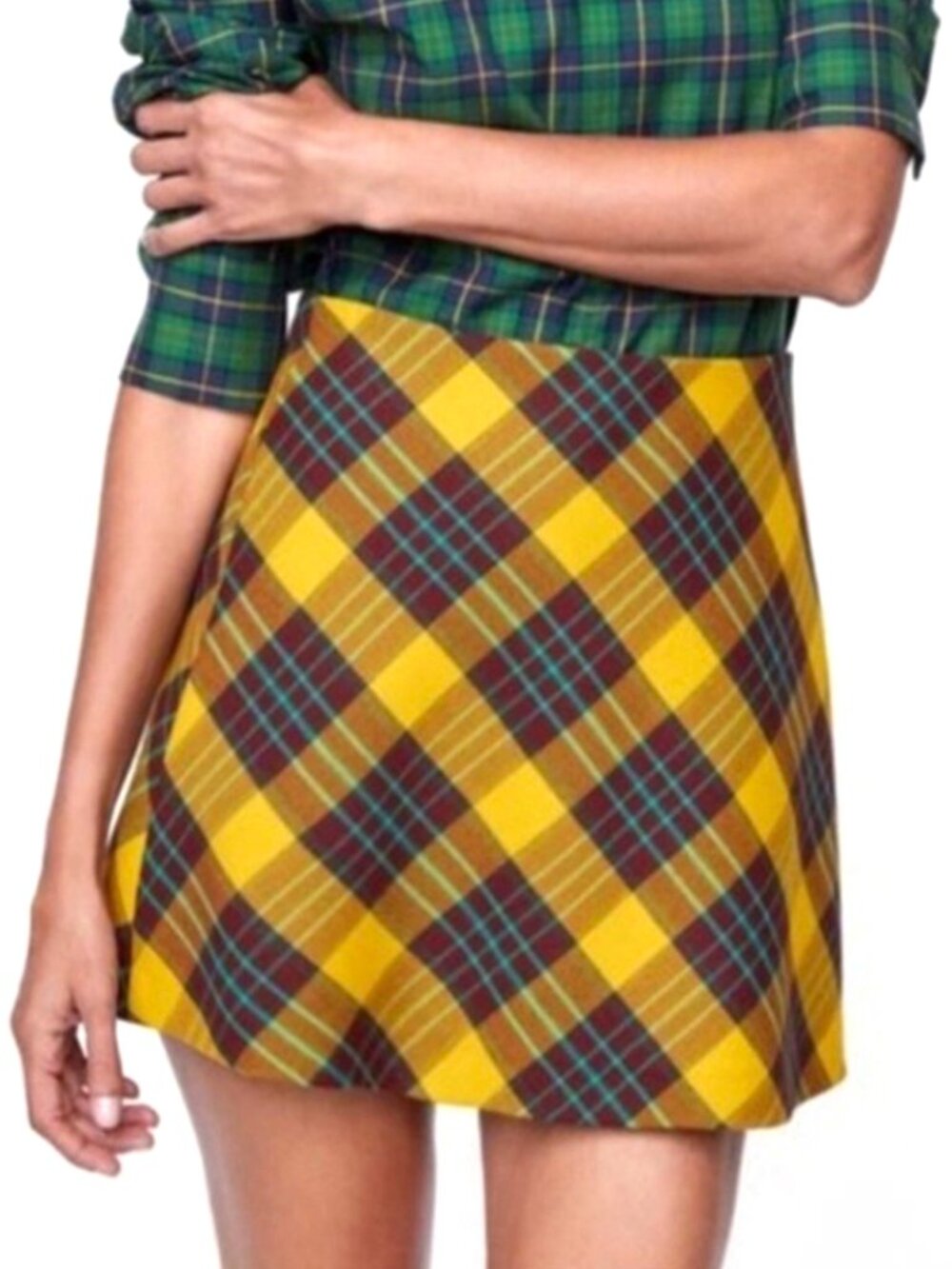 ZARA PLAID Y2K MINI SKIRT 90's BARBIE BRITISH PREPPY FRENCH GIRL UNIFORM S